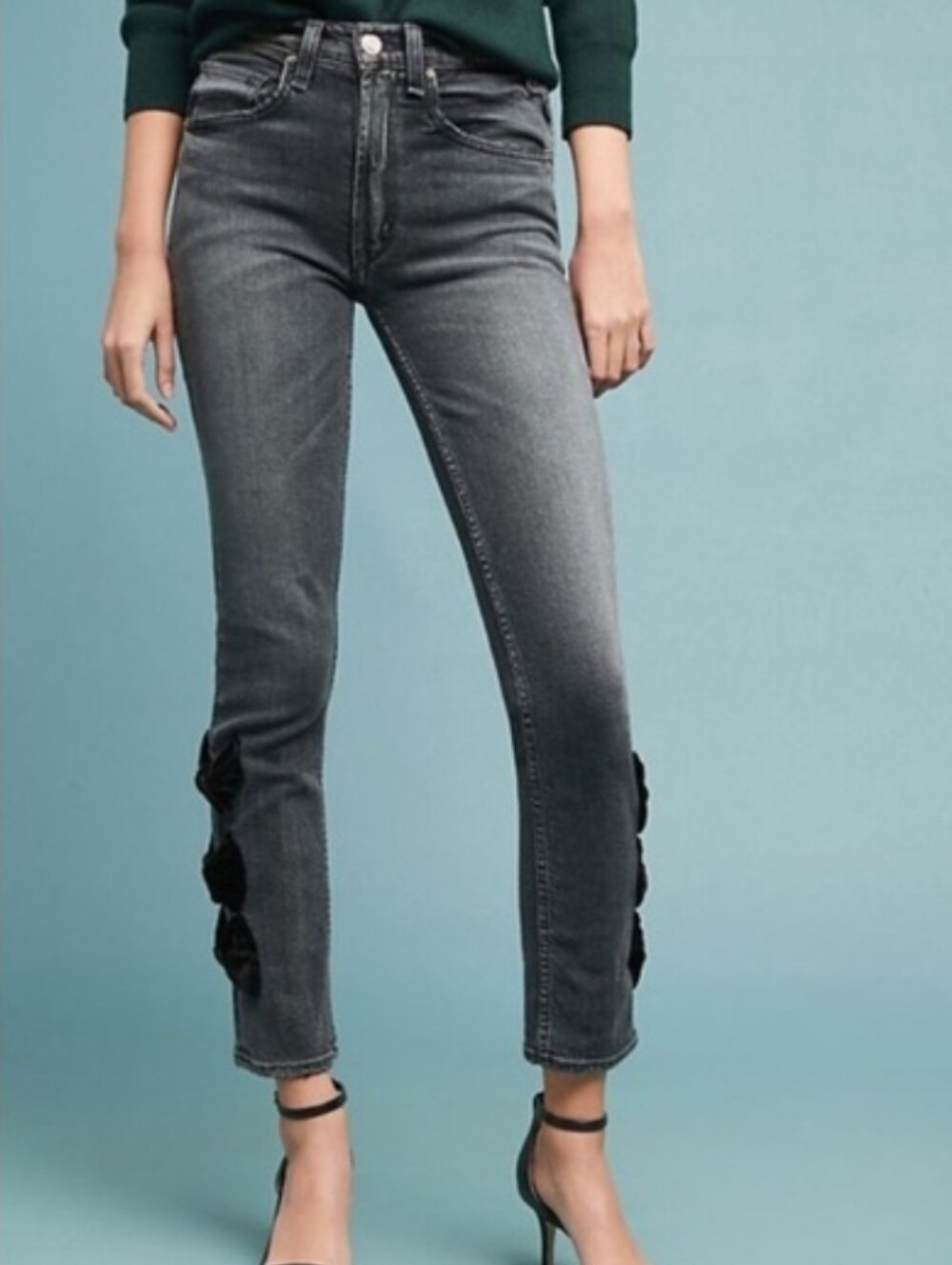 McGuire Denim Gray/ Black Jeans With Bows
